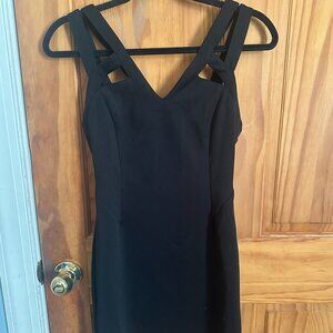 Sleek black short cutout dress